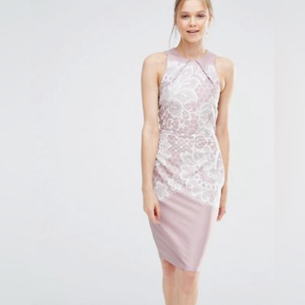 Beautiful pencil dress from asos.  Lilac color with white design.